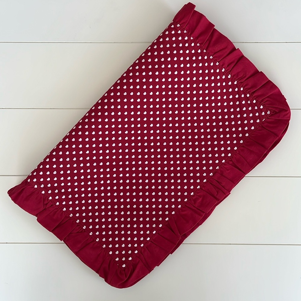 CELEBRATE TOGETHER Red with Mini White Hearts Table Runner